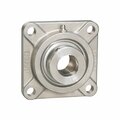 Iptci 4-Bolt Flange Ball Bearing Unit, 25 mm Bore, Stainless Hsg, Stainless Insert, Eccentric Collar Lock SNASF205-25MM